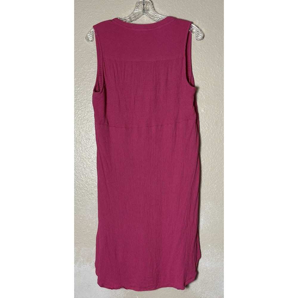 Knox Rose Size L Sleeveless V Neck Button Front Pink Rayon Knee Length Dress - Picture 2 of 6